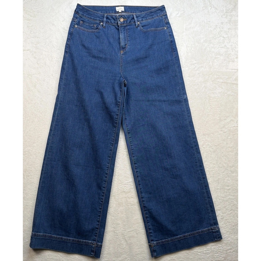Ann Mashburn Wide Leg Jeans High‎ Rise Blue Denim USA Made Womens 28 - Picture 2 of 12